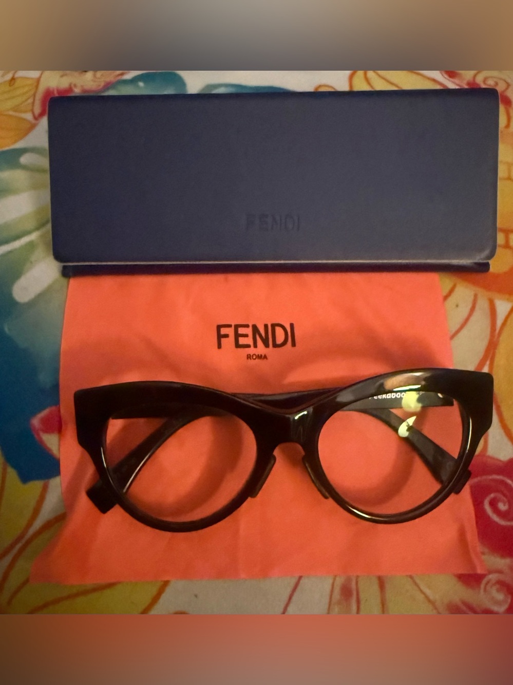 Fendi Peekaboo FF0373 Black Cat Eye Eyeglass Frames w/ Case & Cloth